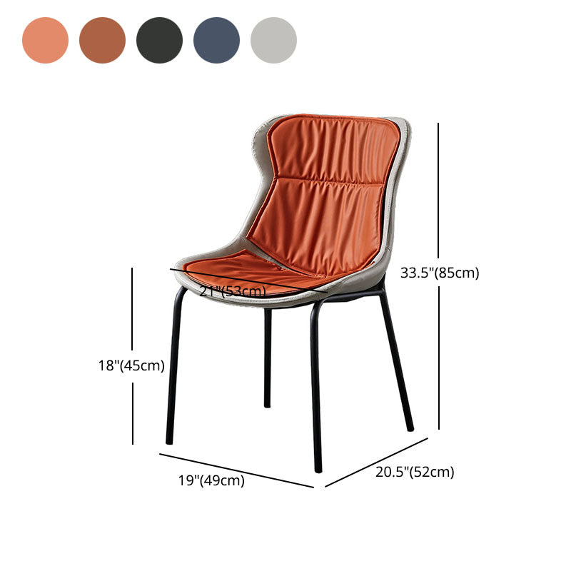 Industrial PU Leather Dining Chairs Solid Back Chair for Home