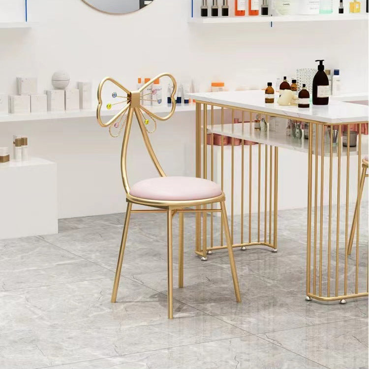 Glam Metal Dining Room Chairs Open Back Dining Side Chair for Restaurant Use