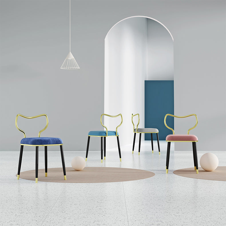 Glam Velvet Armless Dining Chairs Open Back Dining Side Chair for Home Use