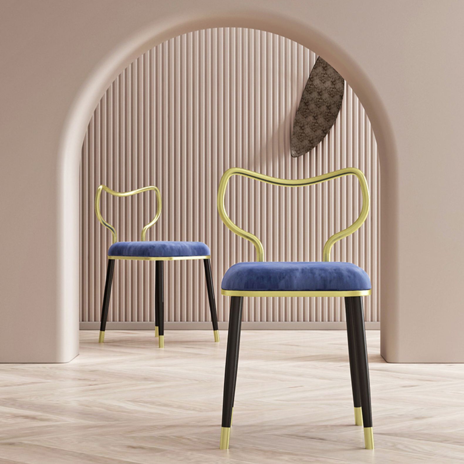 Glam Velvet Armless Dining Chairs Open Back Dining Side Chair for Home Use