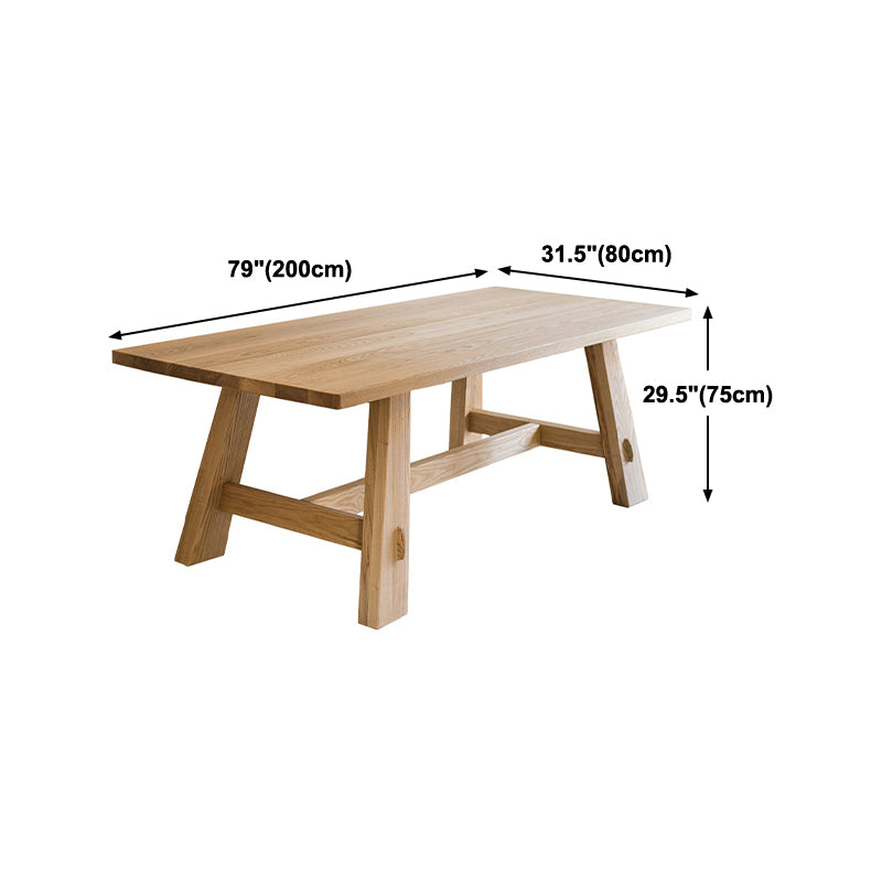 Contemporary Style Dining Table Natural Rectangle Solid Wood Dinner Table