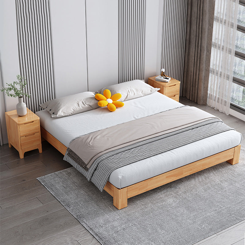 Scandinavian Solid Wood Bed without Headboard and  Footboard Bed