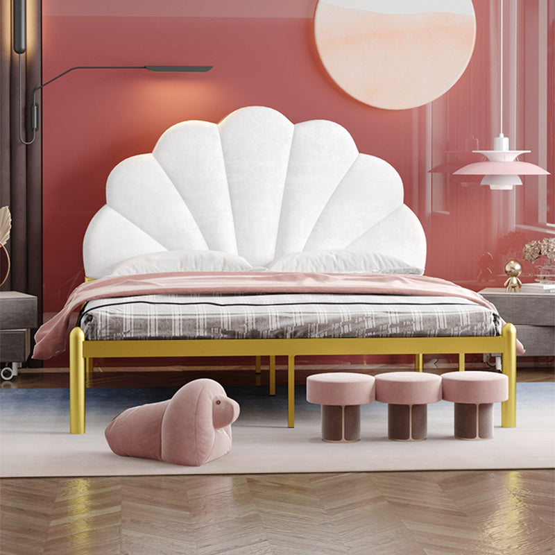 Glam Style Metal Panel Standard Bed with Arched Headboard for Bedroom