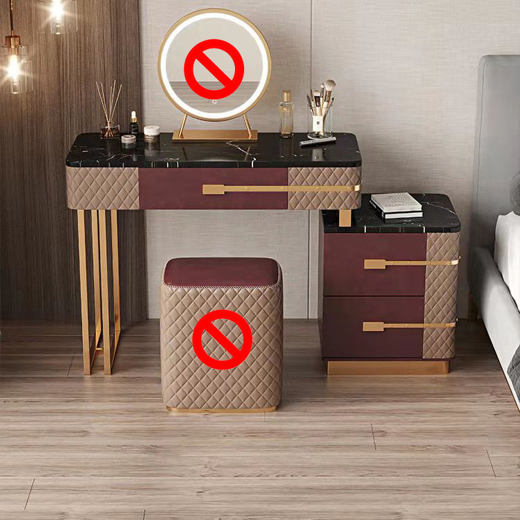 Faux Leather Vanity Dressing Table Set with 3 Storage Drawers