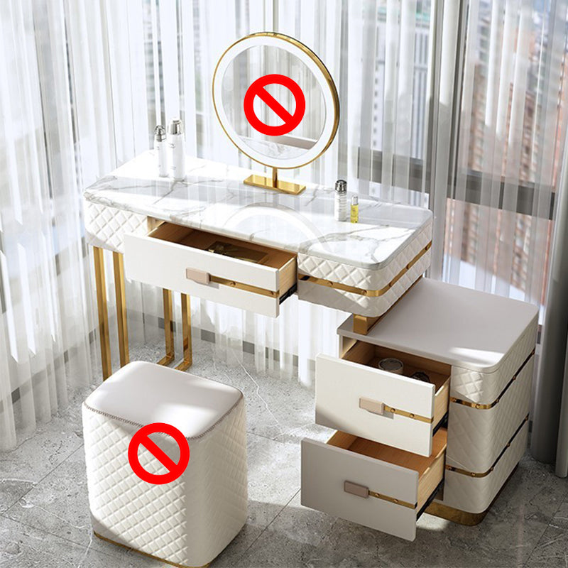 Faux Leather Vanity Dressing Table Set with 3 Storage Drawers