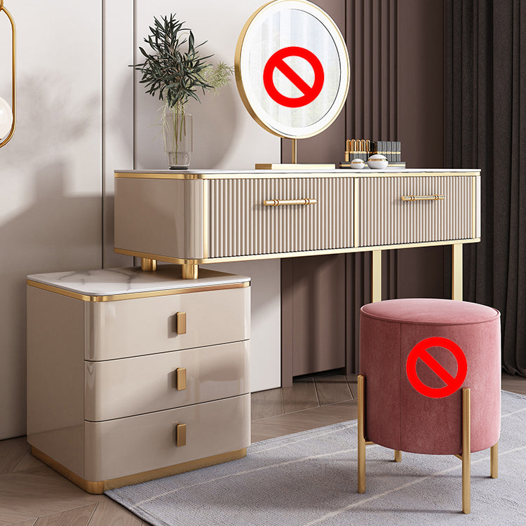 5-Drawers Dressing Table Luxurious Metal Make-up Vanity Table