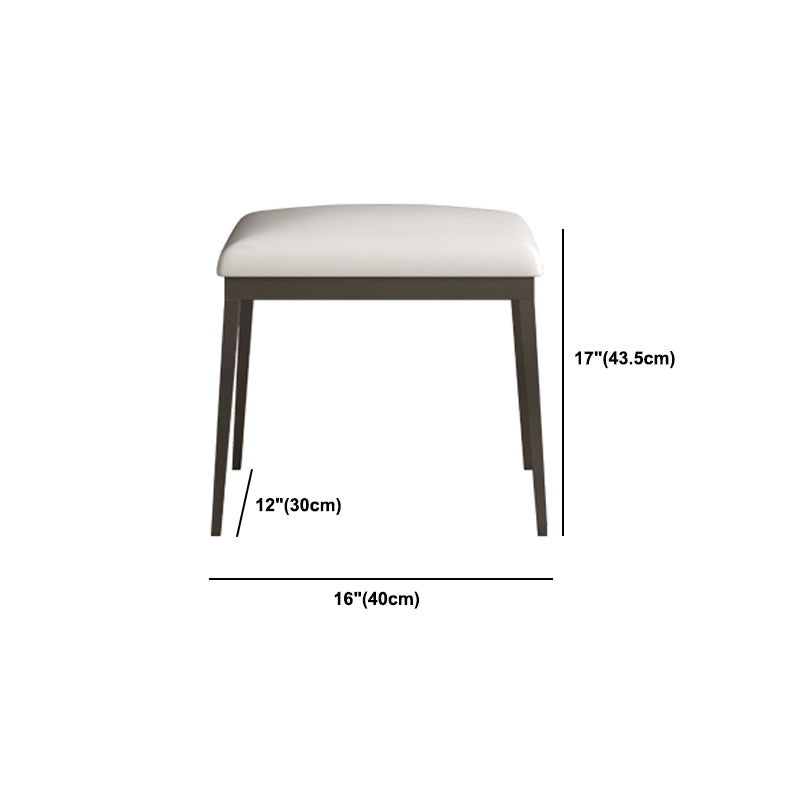 Stone Top Dressing Table Stool Set Black Vanity with Wood Drawers
