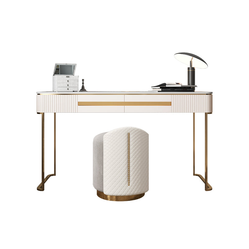 Metal Makeup Dressing Table Luxurious Stone Top Vanity Stool Set