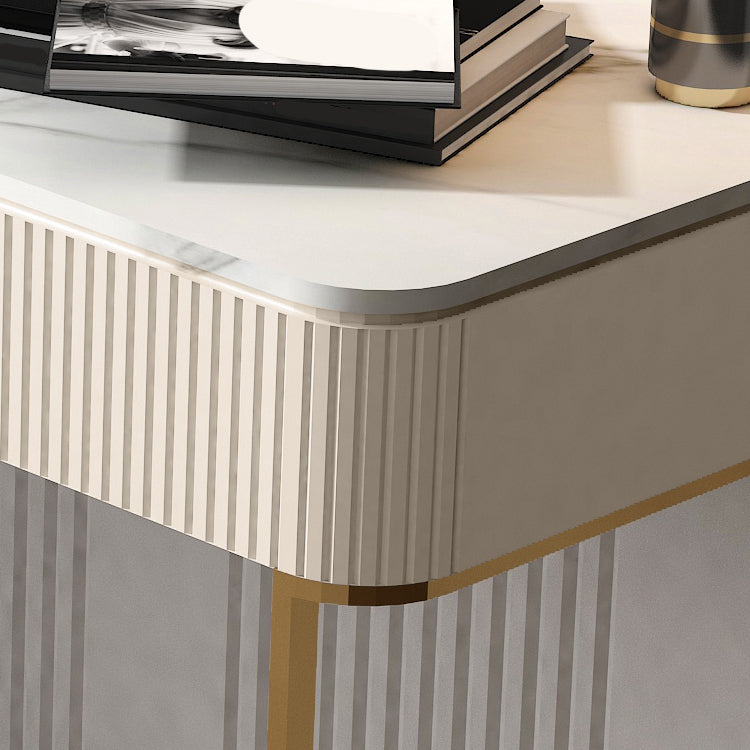 Metal Makeup Dressing Table Luxurious Stone Top Vanity Stool Set