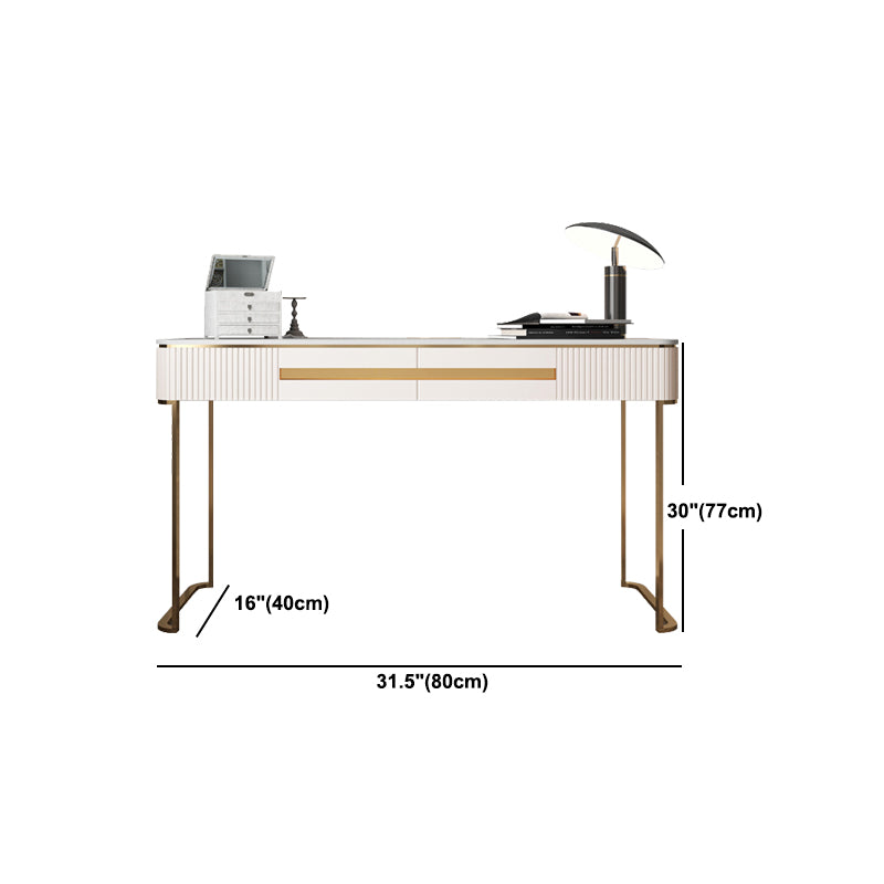 Metal Makeup Dressing Table Luxurious Stone Top Vanity Stool Set