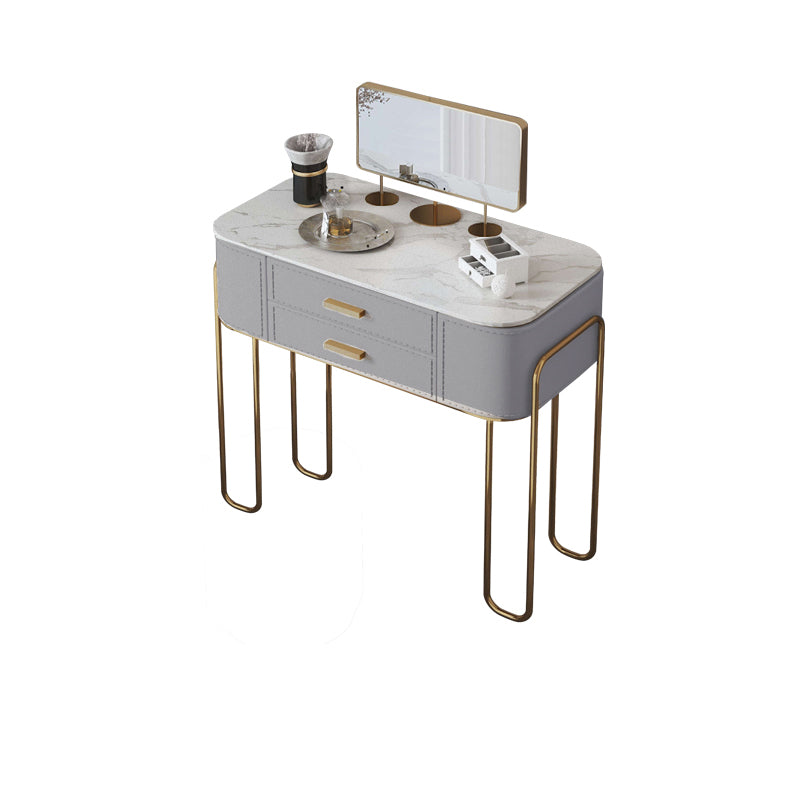 Mirror & 2 Drawers Light Grey Makeup Vanity Dressing Table Stool Set