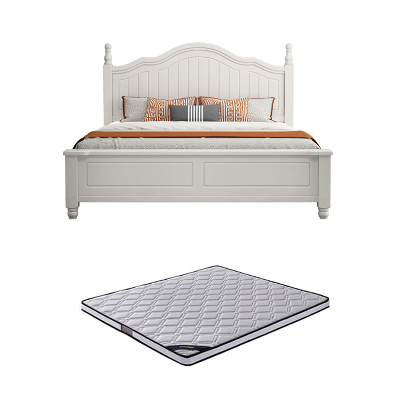 Contemporary Wooden Arched Standard Bed, Panel Headboard Bed