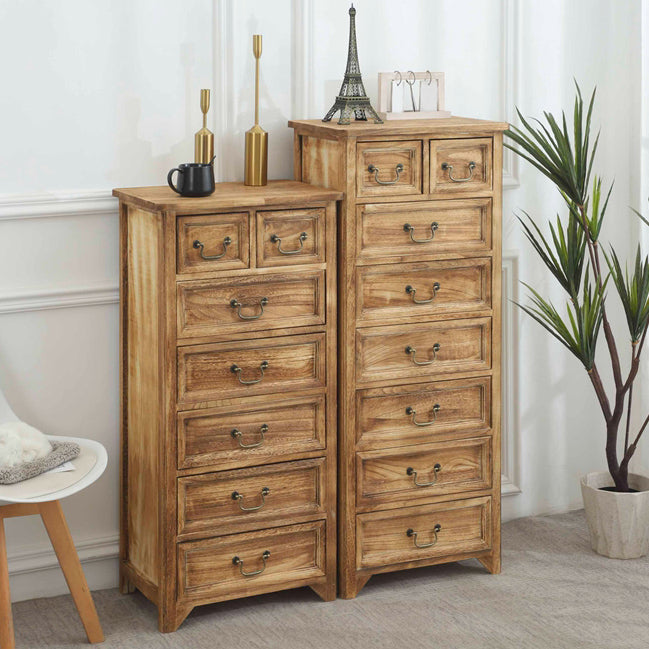 14" W Vintage Solid Wood Lingerie Chest Vertical Storage Chest with Drawers