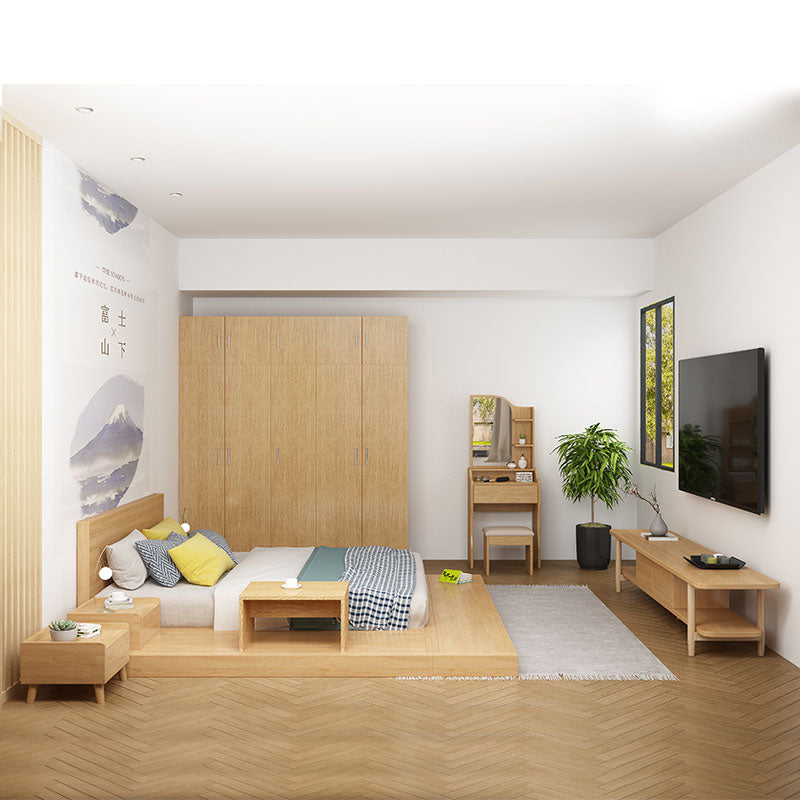 16" W Nightstand Wooden Closed Storage Night Table for Bedroom