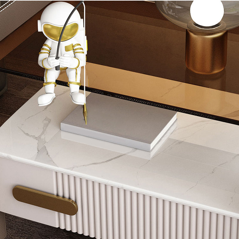 1-Drawer Nightstand 14.6" W Glass Top Open Storage Night Table for Bedroom