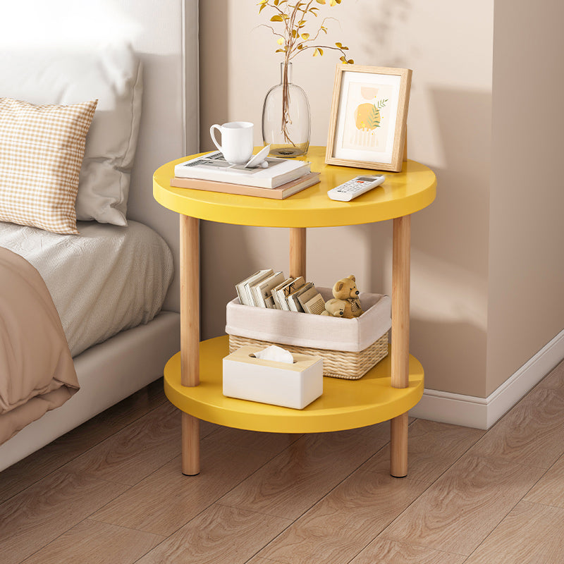 Imitation Wood Nightstand Open Storage Modern Shelf Included Night Table with Legs