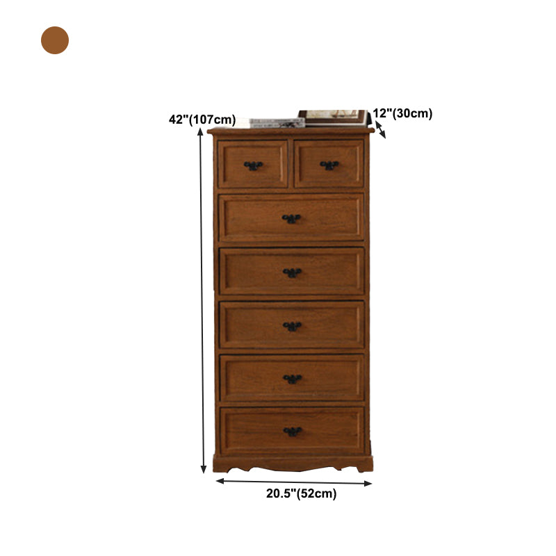12" W Vintage Wood Lingerie Chest Vertical Storage Chest with Drawers