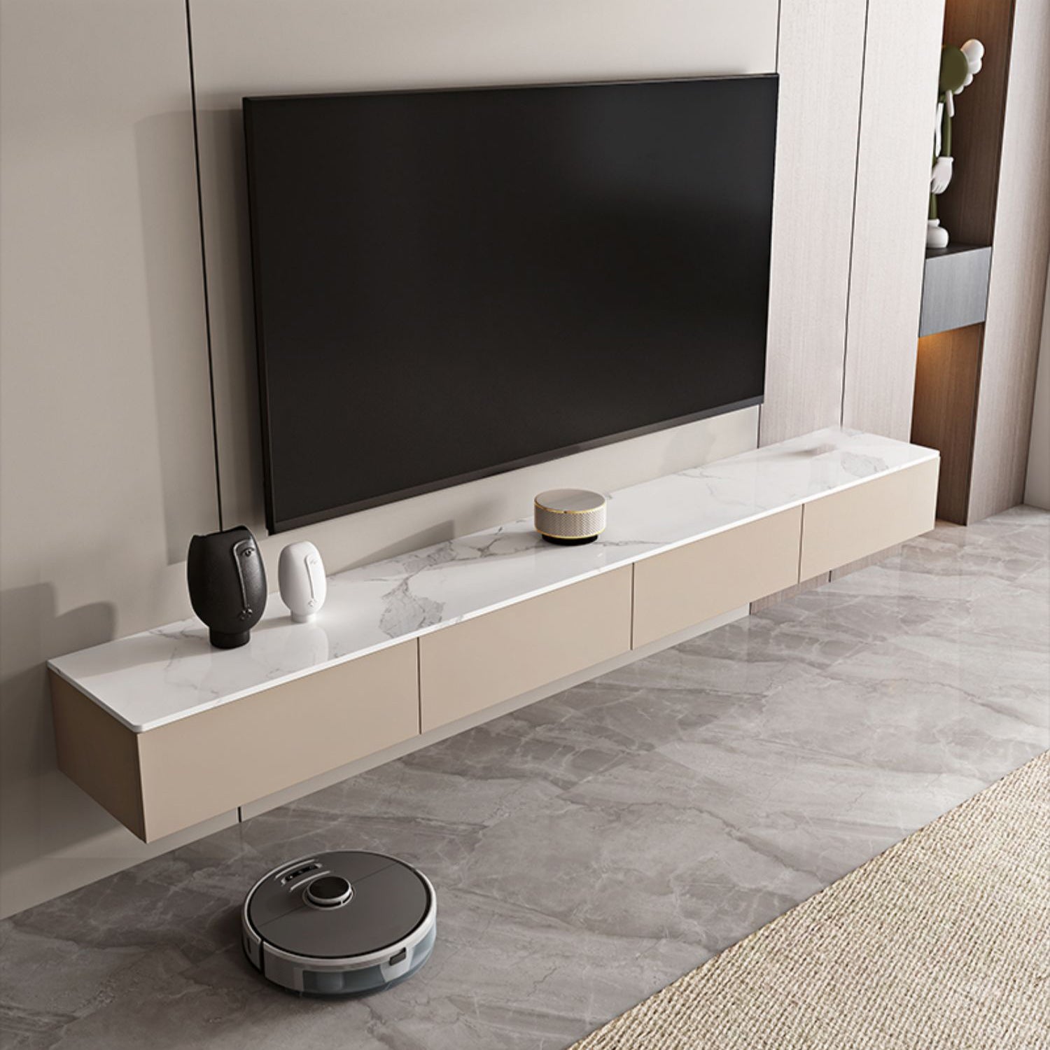 Contemporary TV Stand Console Wall-mounted TV Console with Drawers