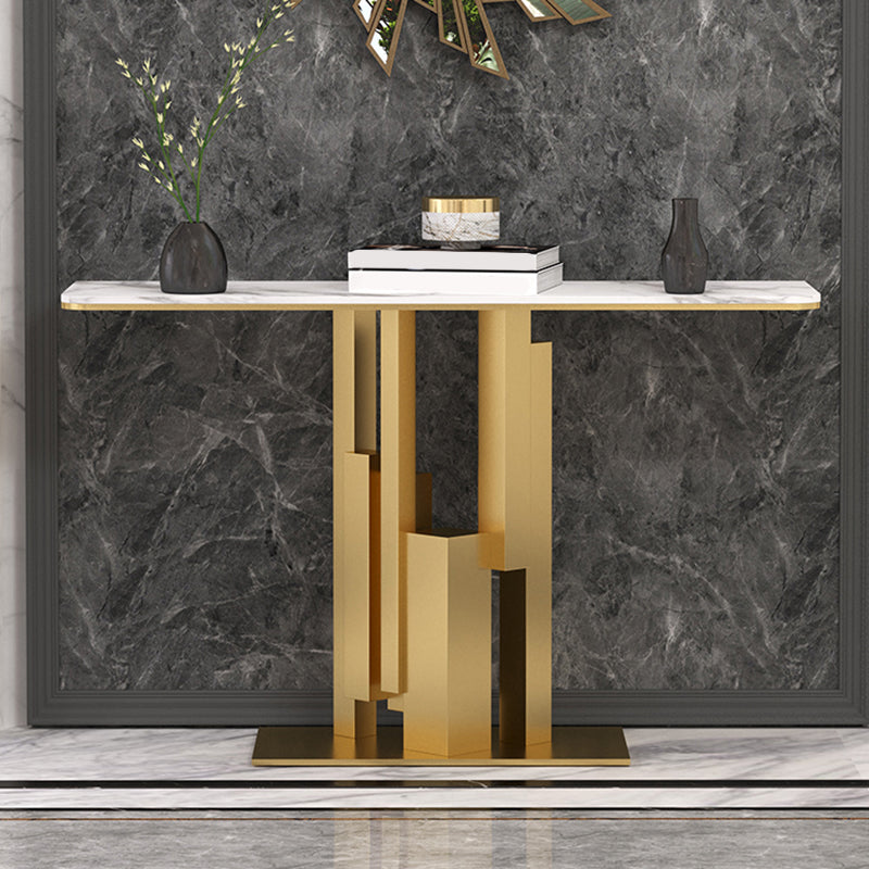 Glam Rectangular Stone Console Table -  11.81" W x  31.50" H Console Table
