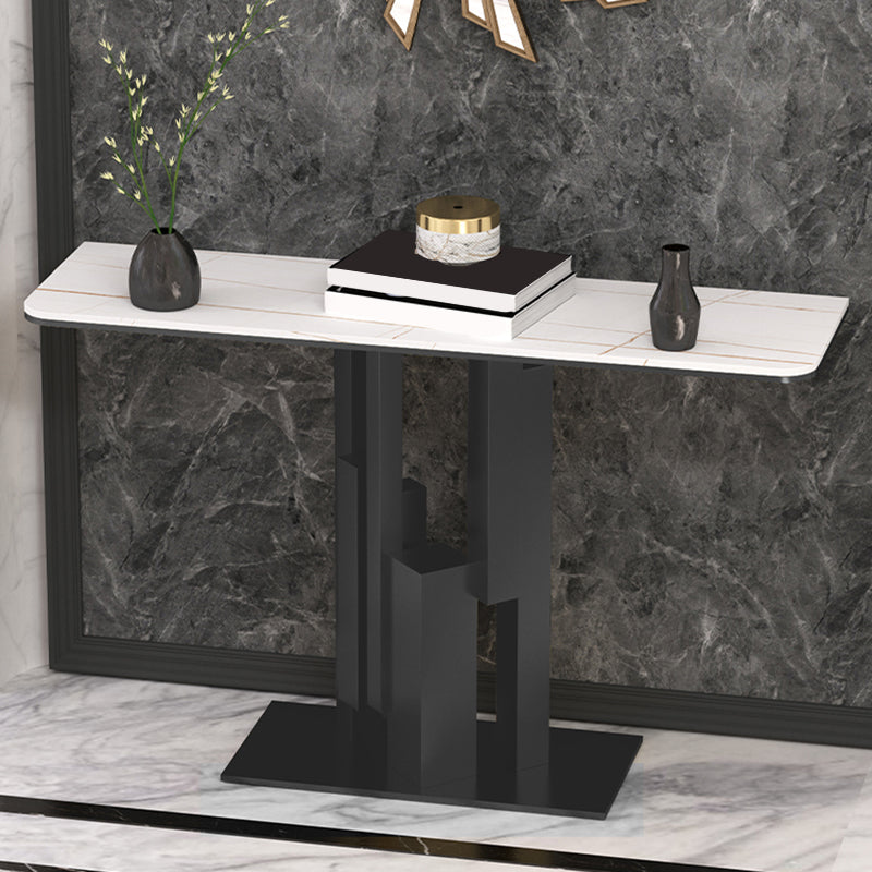 Glam Rectangular Stone Console Table -  11.81" W x  31.50" H Console Table
