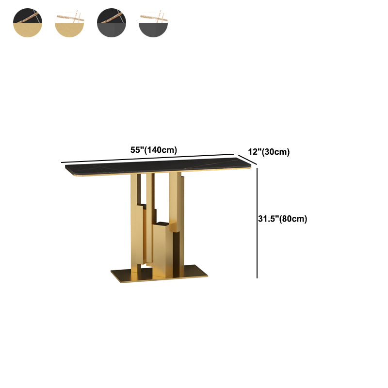 Glam Rectangular Stone Console Table -  11.81" W x  31.50" H Console Table