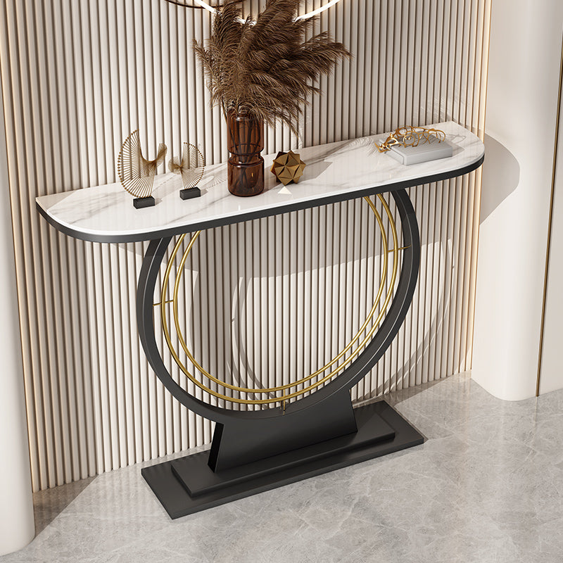 11.8" Wide Stone Console Table Scratch Resistan Console Table Ironcraft Frame Accent Table