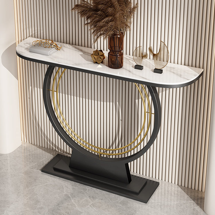 11.8" Wide Stone Console Table Scratch Resistan Console Table Ironcraft Frame Accent Table