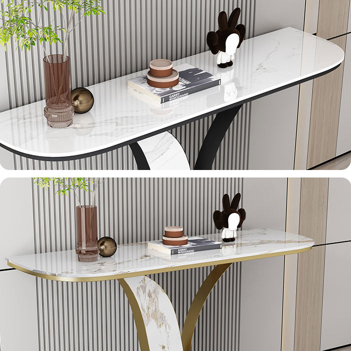 Half Moon Stone Console Table Stain Resistant  Console Table,Scratch Resistant Sofa Table