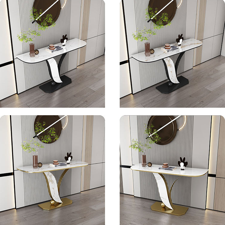 Half Moon Stone Console Table Stain Resistant  Console Table,Scratch Resistant Sofa Table
