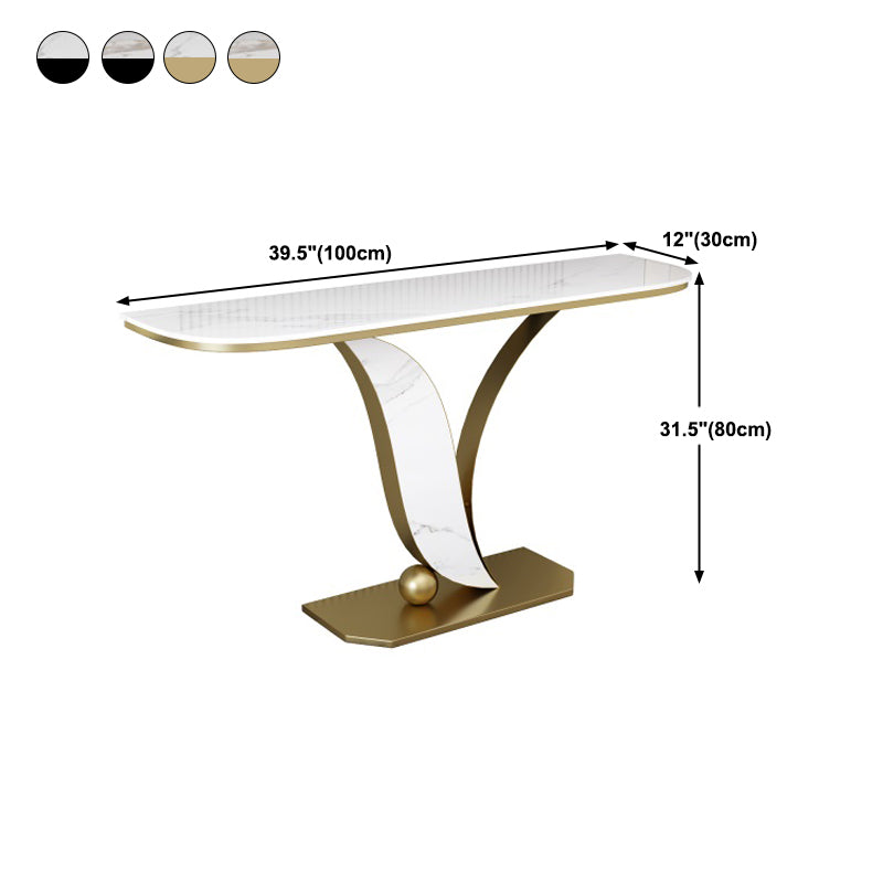 Half Moon Stone Console Table Stain Resistant  Console Table,Scratch Resistant Sofa Table