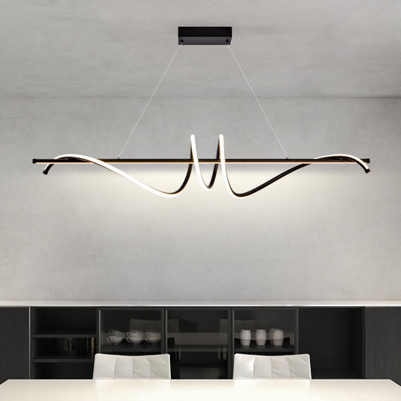 Modern Wavy Island Light Fixture Metal Dining Room Island Pendant Light