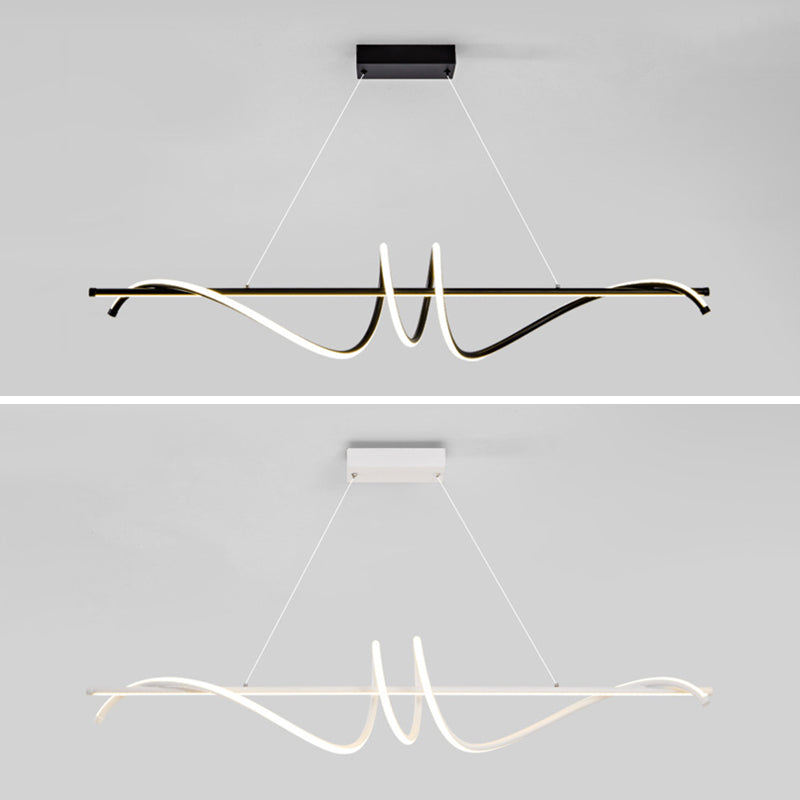 Modern Wavy Island Light Fixture Metal Dining Room Island Pendant Light