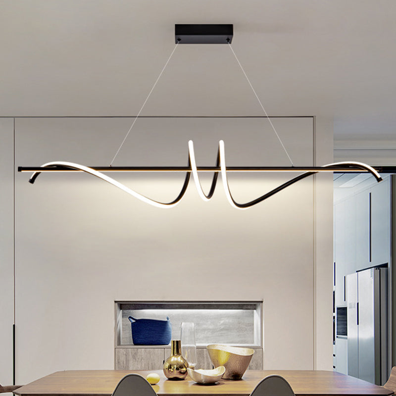 Modern Wavy Island Light Fixture Metal Dining Room Island Pendant Light