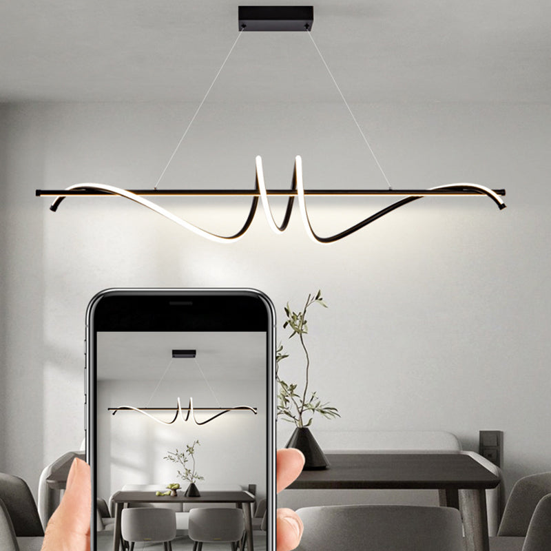 Modern Wavy Island Light Fixture Metal Dining Room Island Pendant Light