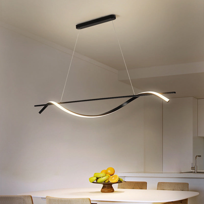 Wavy LED Hanging Ceiling Light Modern Metal Island Chandelier Light