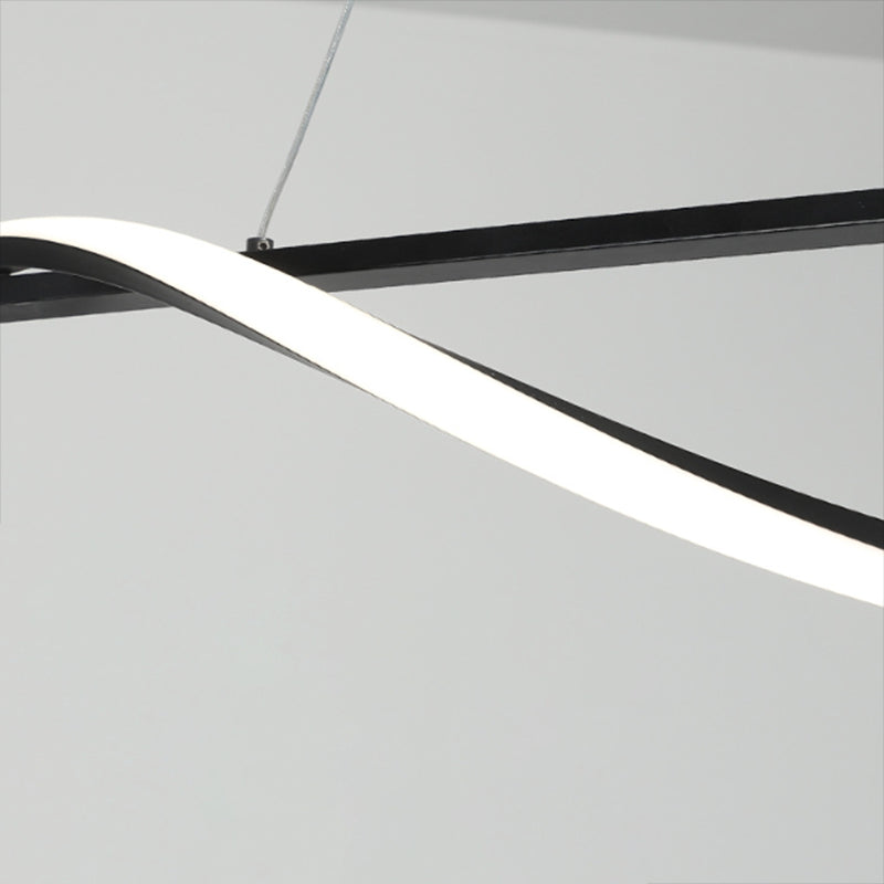 Wavy LED Hanging Ceiling Light Modern Metal Island Chandelier Light