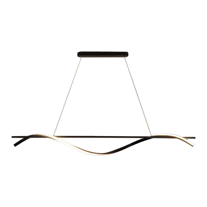 Wavy LED Hanging Ceiling Light Modern Metal Island Chandelier Light