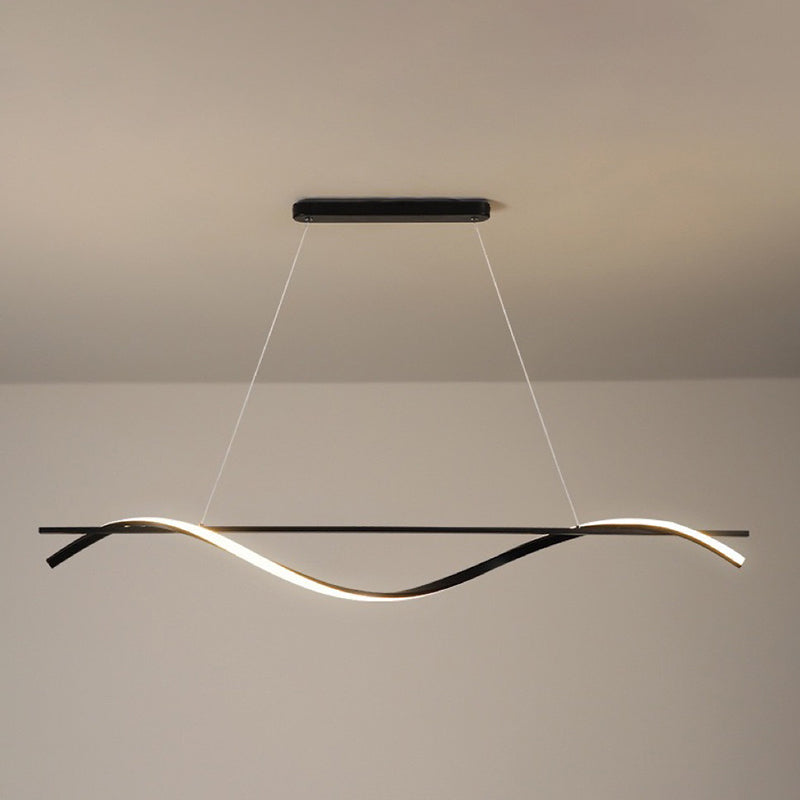 Wavy LED Hanging Ceiling Light Modern Metal Island Chandelier Light