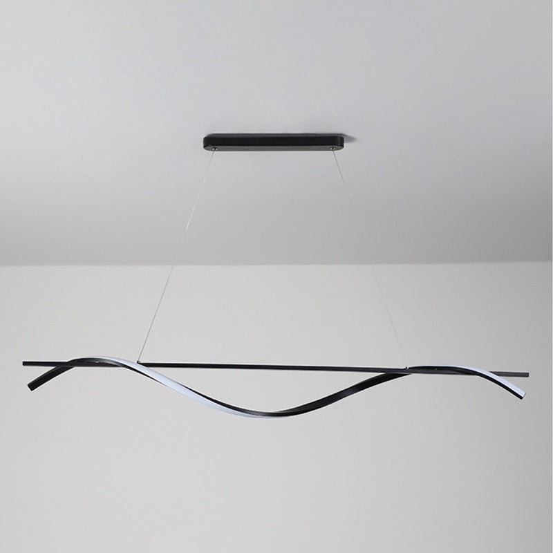 Wavy LED Hanging Ceiling Light Modern Metal Island Chandelier Light