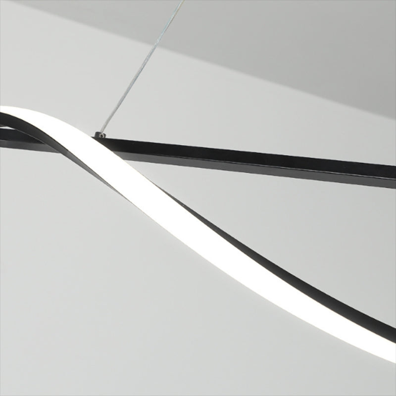 Wavy LED Hanging Ceiling Light Modern Metal Island Chandelier Light