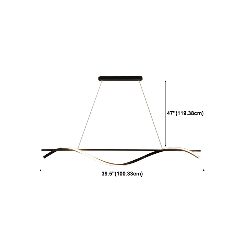 Wavy LED Hanging Ceiling Light Modern Metal Island Chandelier Light