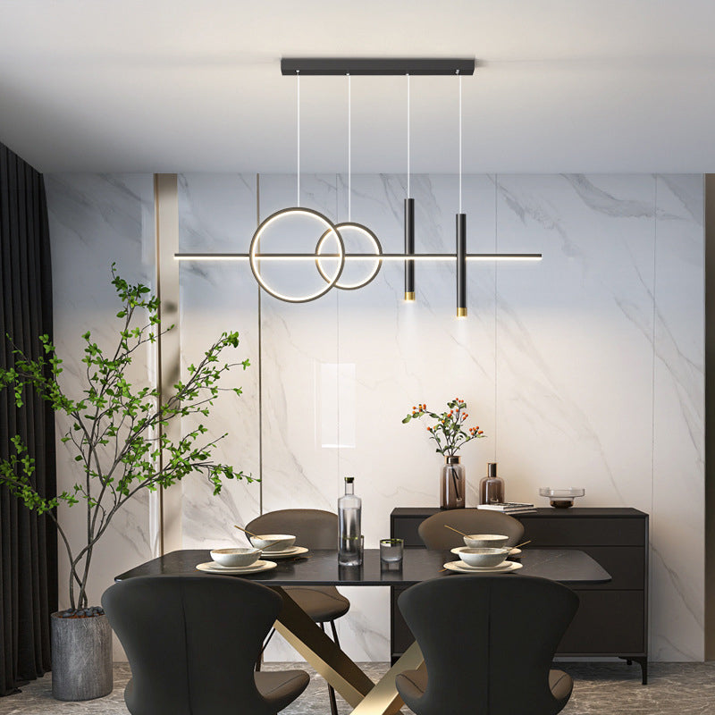 Modern Concise LED Pendant Light Metal 5-Light Island Light for Dining Room