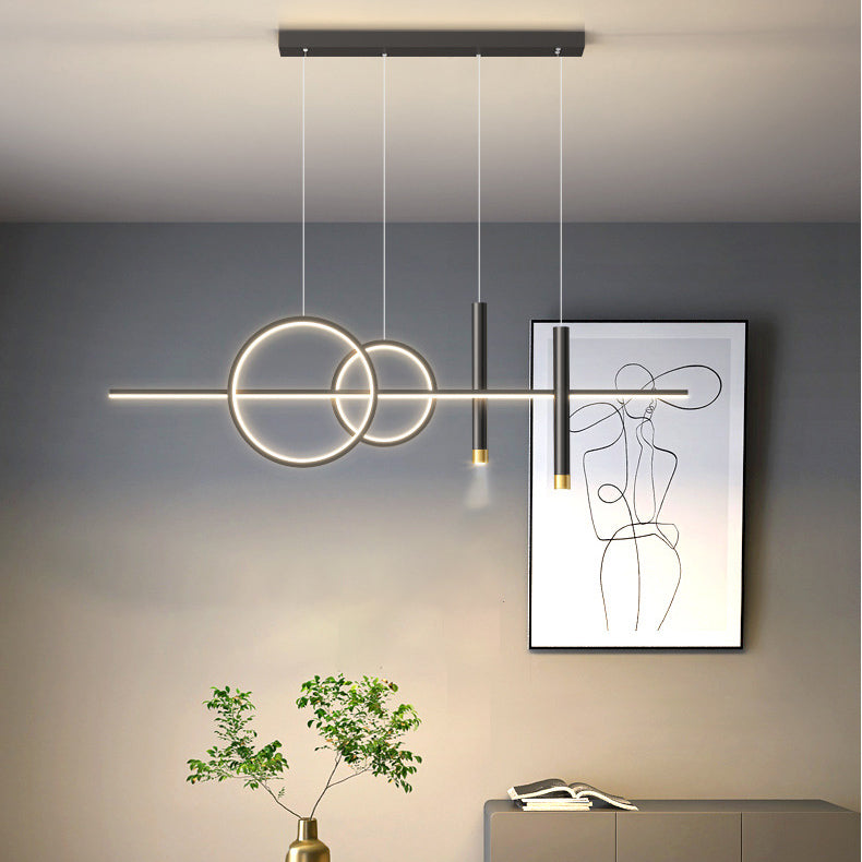 Modern Concise LED Pendant Light Metal 5-Light Island Light for Dining Room