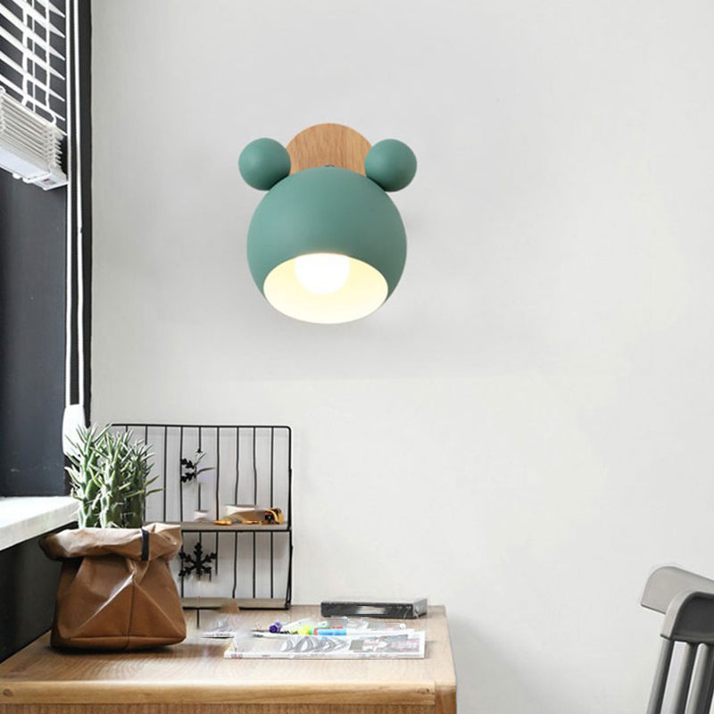 Children Wood Wall Light Polish Finish Flush Mount Lighting for Room