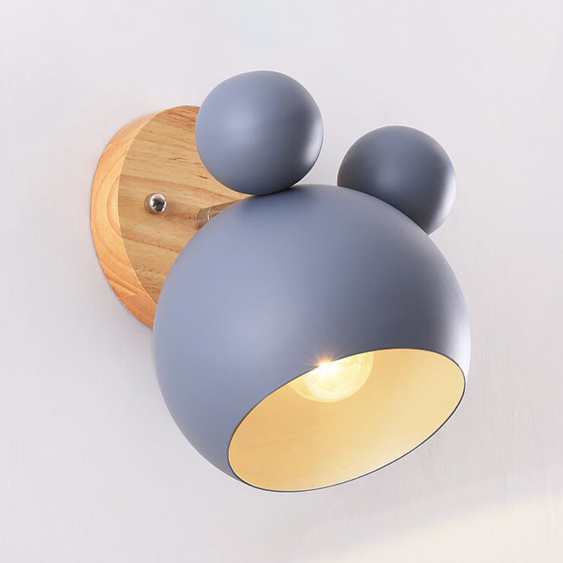 Children Wood Wall Light Polish Finish Flush Mount Lighting for Room