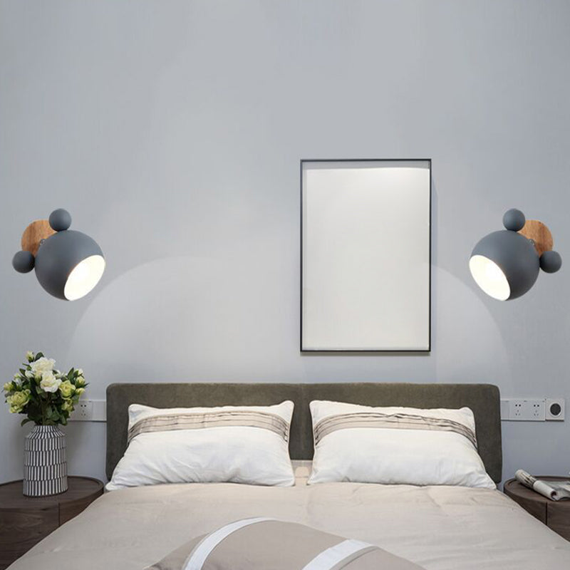Children Wood Wall Light Polish Finish Flush Mount Lighting for Room