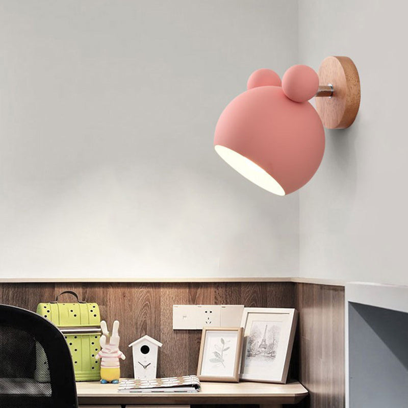 Children Wood Wall Light Polish Finish Flush Mount Lighting for Room