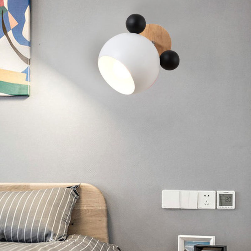 Children Wood Wall Light Polish Finish Flush Mount Lighting for Room