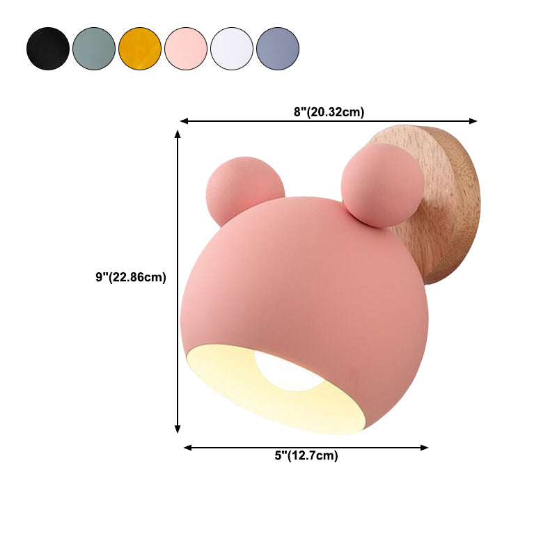 Children Wood Wall Light Polish Finish Flush Mount Lighting for Room