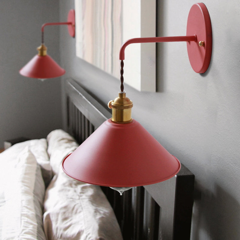 Macaron Cone Shaded Lighting Contemporary Metal Wall Light for Room